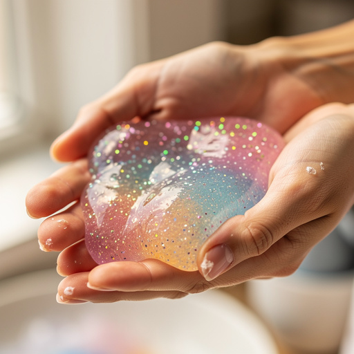 Sparkly Glue Slime Fun held in hand