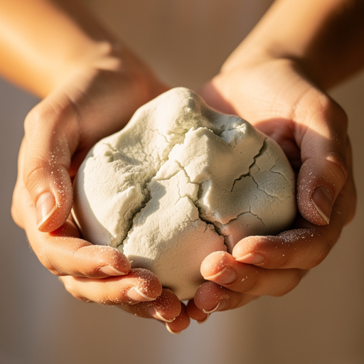 Cornstarch Cloud Dough held in hand