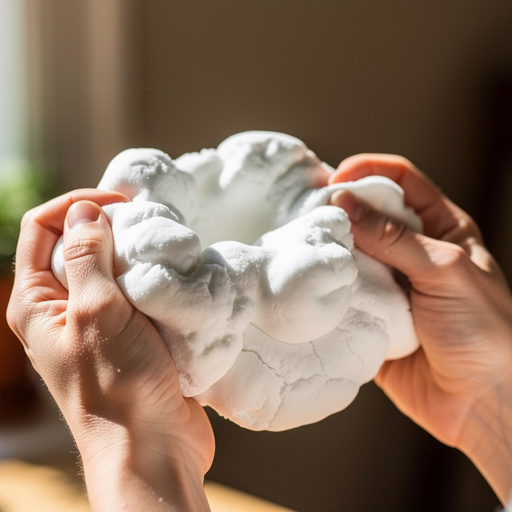Fluffy Glue Cloud Dough held in hand