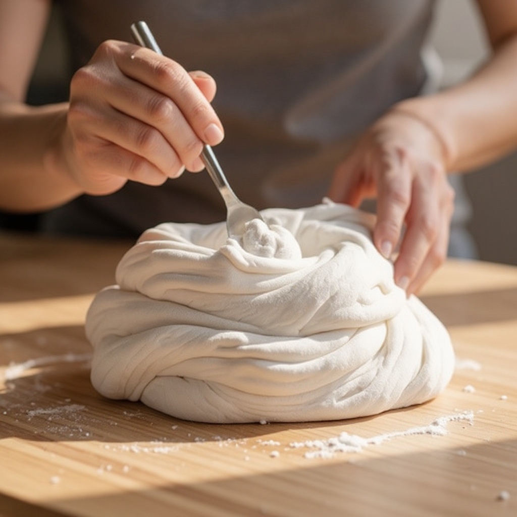 Step 4: Gently stir the glue and shaving cream together with a spoon or spatula until mo