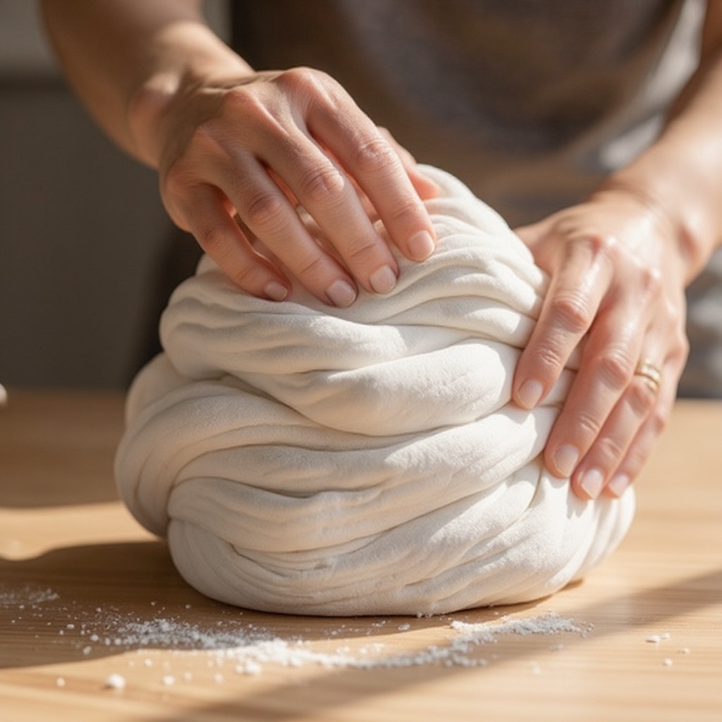 Step 7: Once the mixture is thick and fluffy, and it's becoming difficult to stir with t