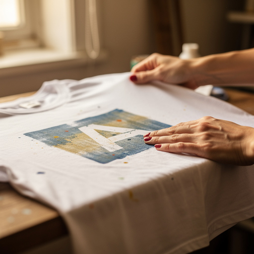 DIY Stencil T-Shirt Prints held in hand