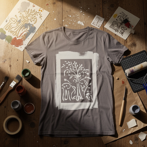 Multiple DIY Stencil T-Shirt Prints crafts from above