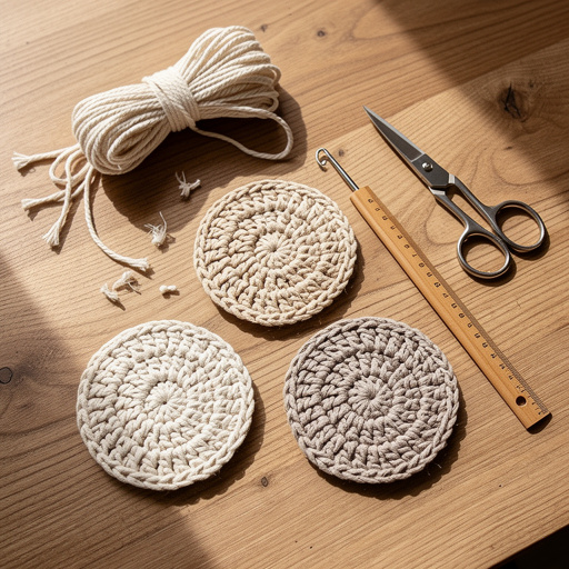 Multiple Elegant Macrame Coaster Set crafts from above