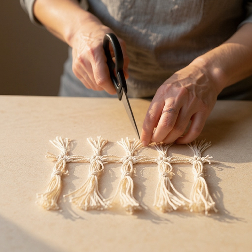 Step 1: Cut four pieces of macrame cord, each 30 inches long.