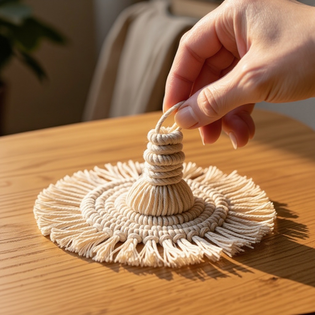 Step 4: Pass the gathered cords through the loop and pull tightly to create a Lark's Hea