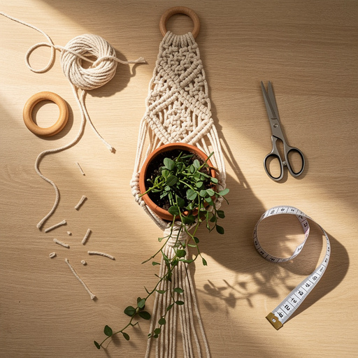 Multiple Macrame Plant Hanger crafts from above