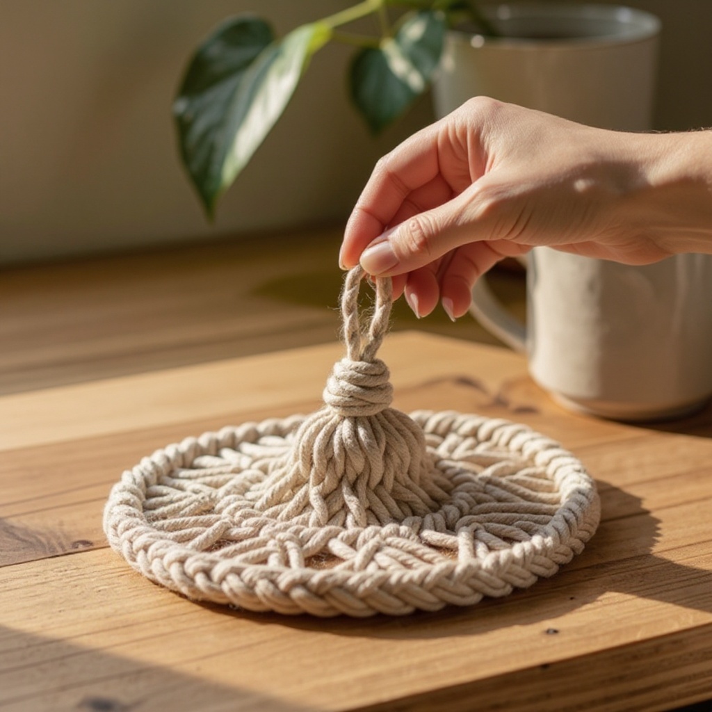 Step 3: About 1 inch down from the loop, tie a Gathering Knot using all 8 cords together