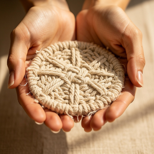 Simple Macrame Knot Coasters held in hand