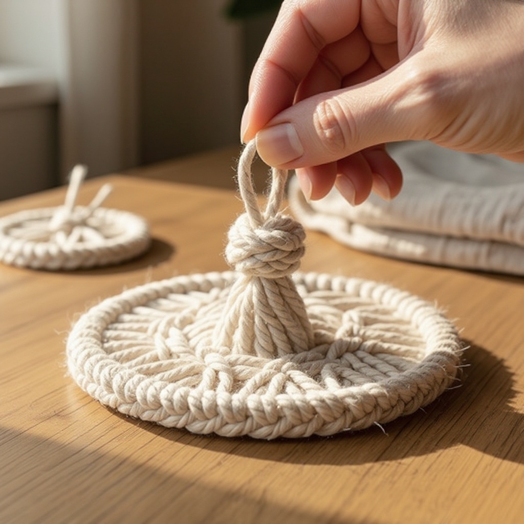 Step 4: About 1 inch down from the top loops, tie a Lark's Head Knot using one of the st