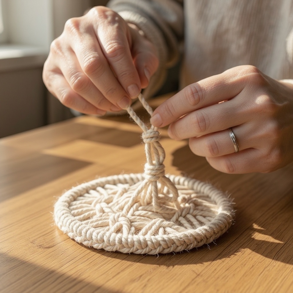 Step 10: Continue creating Square Knots, alternating which pair you use for the next knot