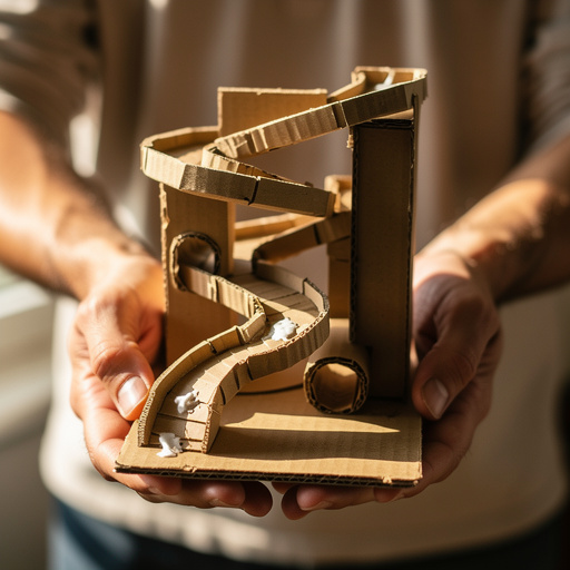 Cardboard Marble Run held in hand