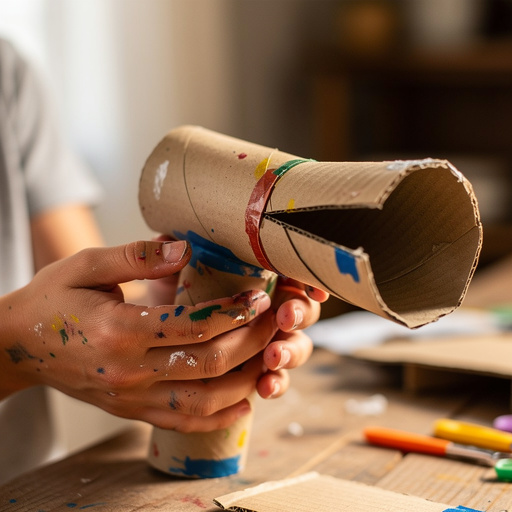 Cardboard Tube Gravity Chute held in hand