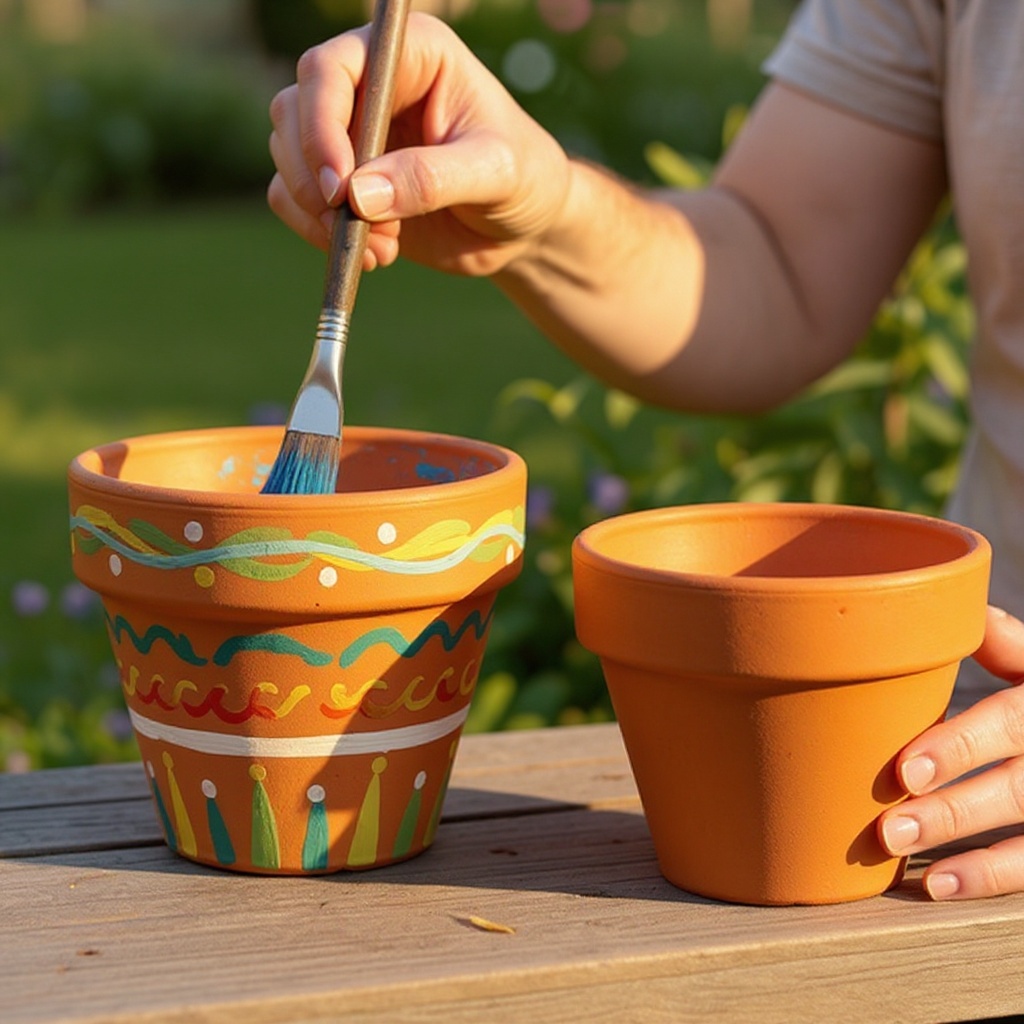 Step 2: Apply a coat of primer or gesso to the outside of the terra cotta pots, if desir