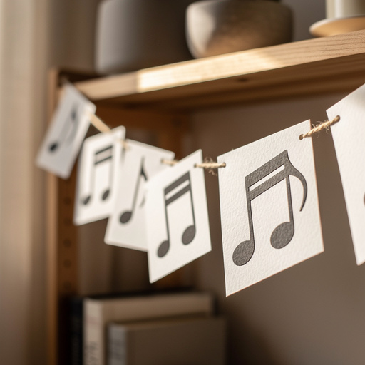 Finished Printable Music Note Garland craft project