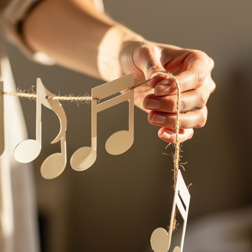 Printable Music Note Garland held in hand