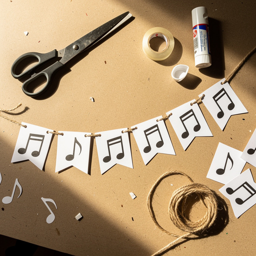 Multiple Printable Music Note Garland crafts from above