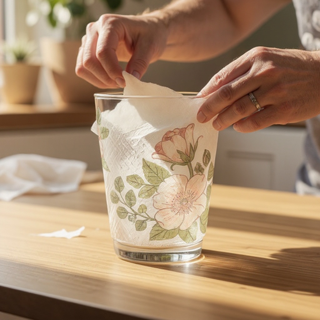 Step 2: Carefully separate the printed layer of your decorative napkin from any backing 