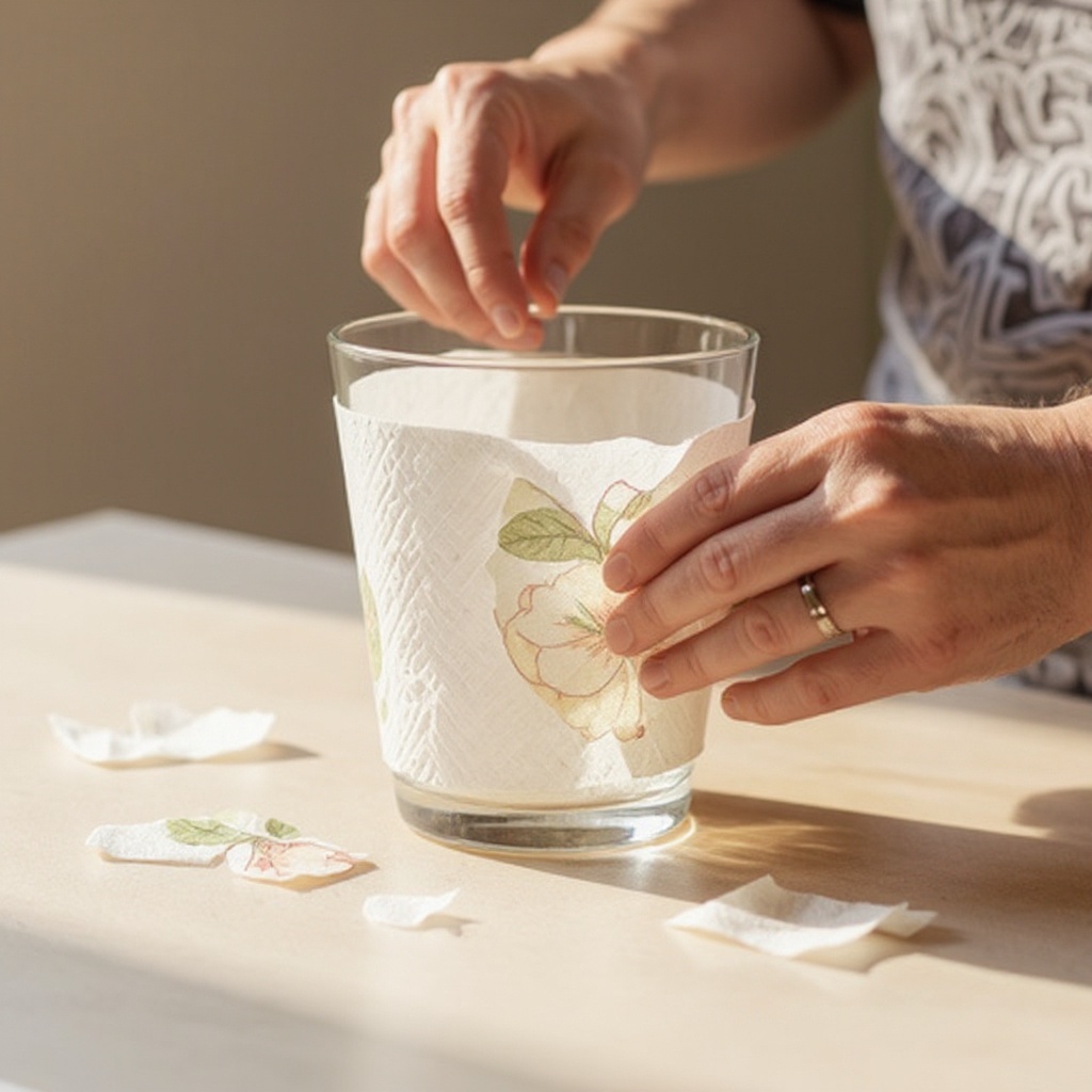 Step 3: Cut or tear the printed napkin layer into desired shapes or pieces. Smaller piec