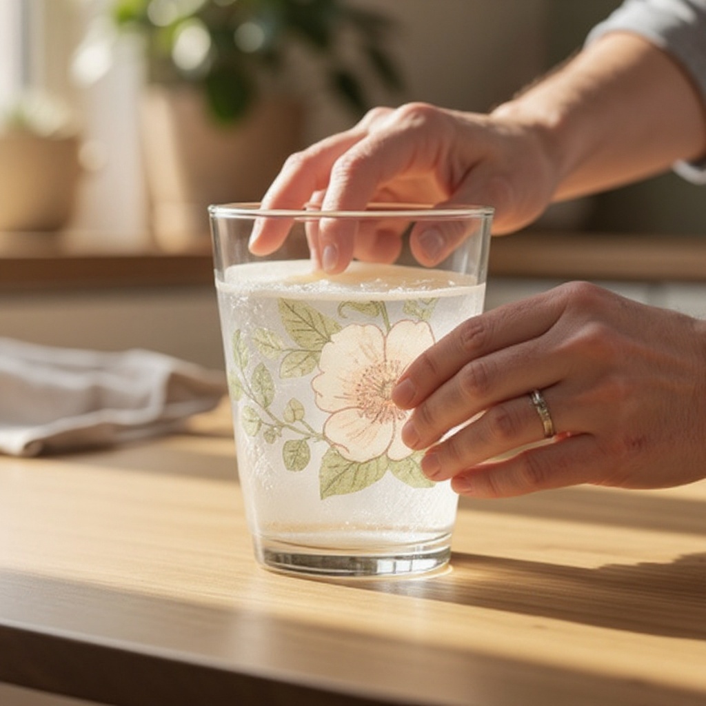 Step 5: Gently place a cut napkin piece onto the glued area, smoothing it down with your