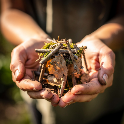 Leaf & Stick Nature Sculptures held in hand
