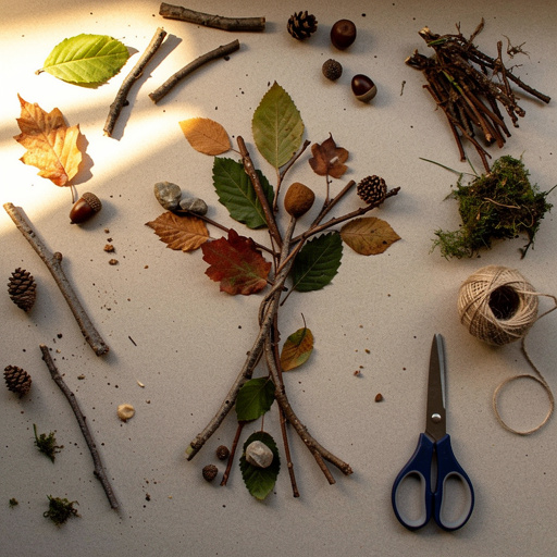 Multiple Leaf & Stick Nature Sculptures crafts from above