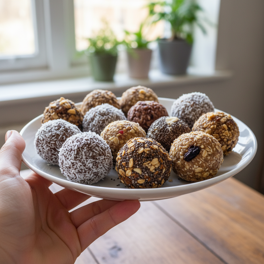 No-Bake Energy Ball Bonanza held in hand