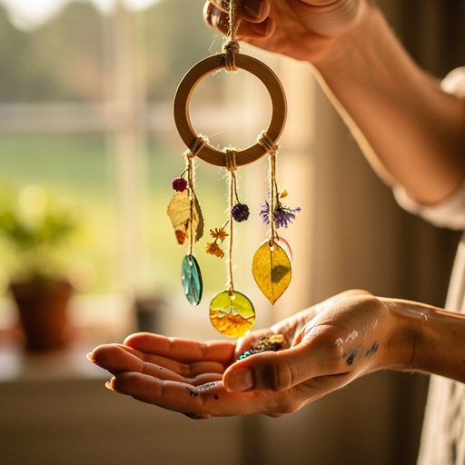 Nature's Sun Catcher Mobiles held in hand