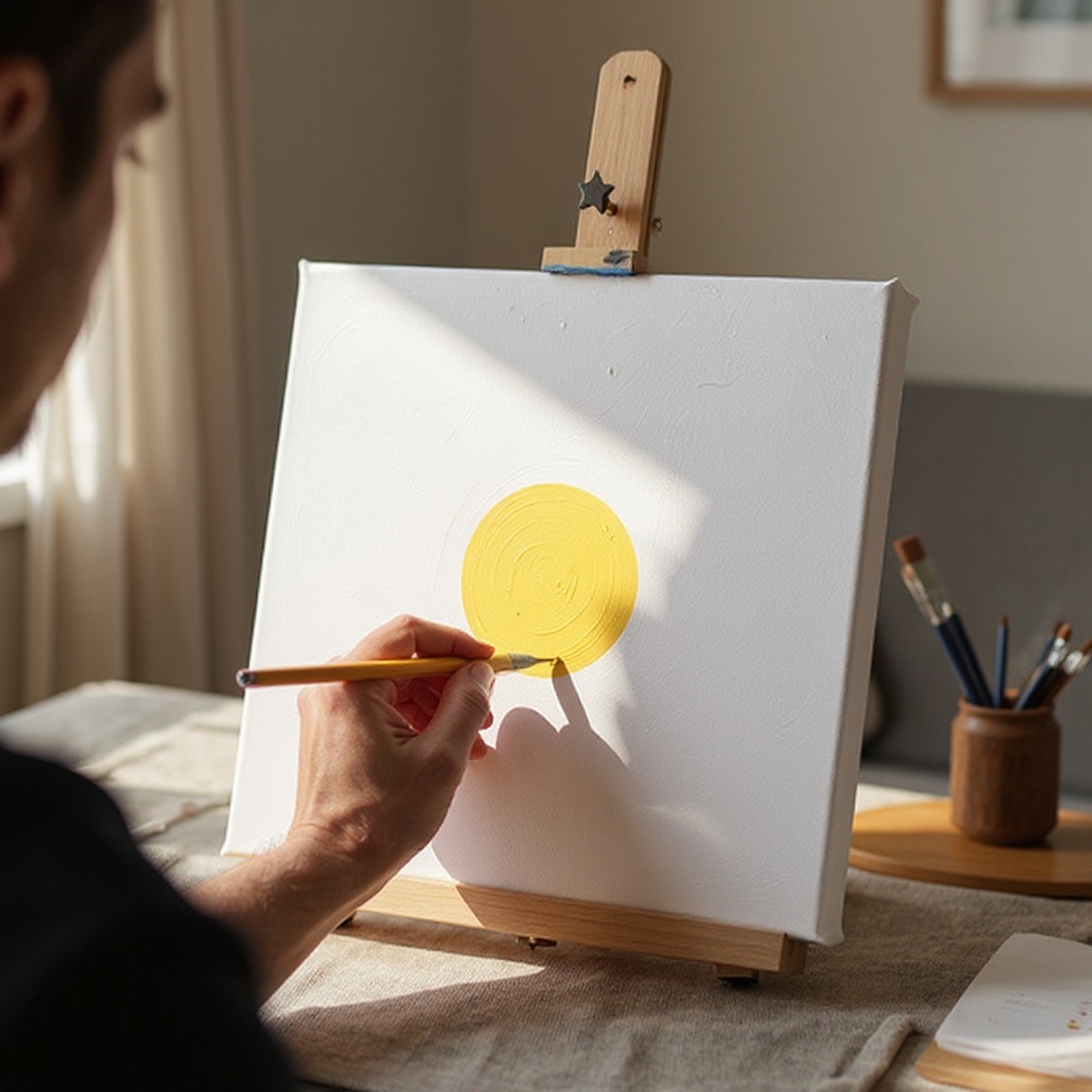 Step 4: Choose a canvas board. You can lightly sketch simple shapes like circles, square