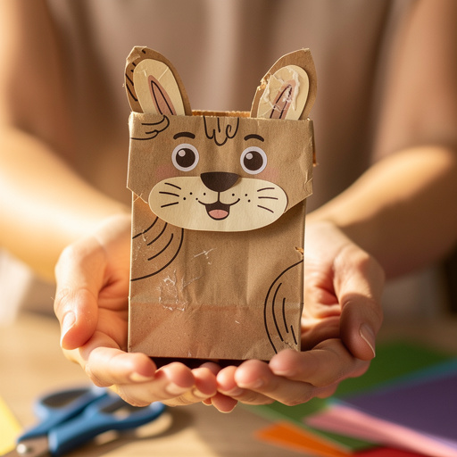 Paper Bag Animal Puppets held in hand