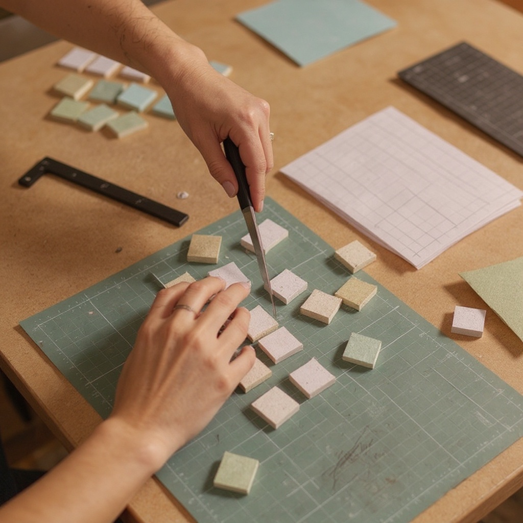 Step 4: Carefully cut out each 1-inch square from the cardstock using a craft knife and 