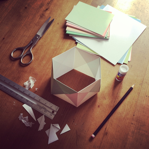Multiple Geometric Paper Lanterns crafts from above
