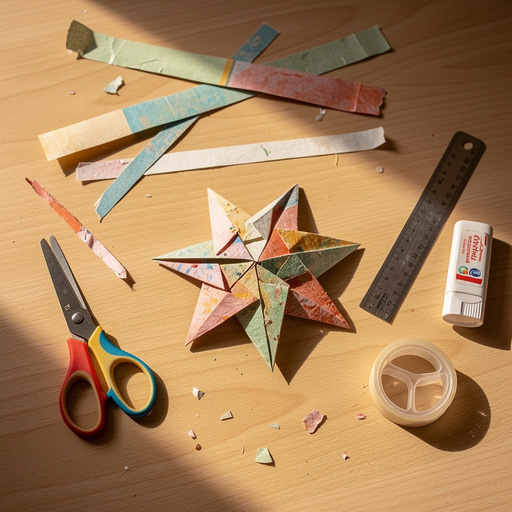 Multiple Folded Paper Star Ornaments crafts from above