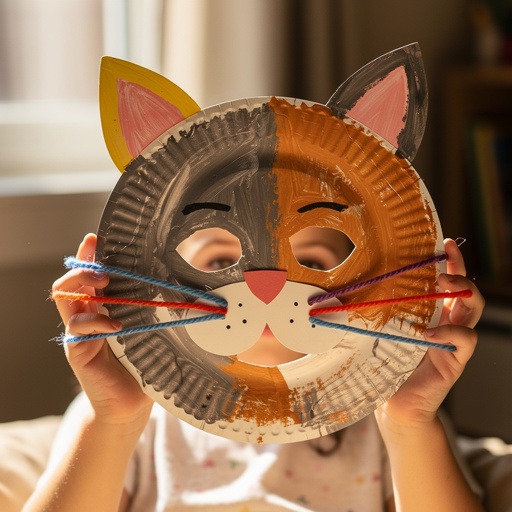 Paper Plate Animal Masks held in hand