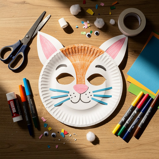 Multiple Paper Plate Animal Masks crafts from above