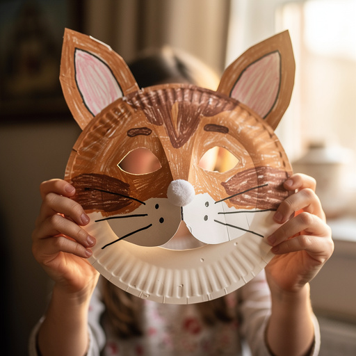 Paper Plate Animal Masks held in hand