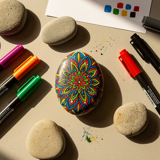 Multiple Permanent Marker Art Stones crafts from above