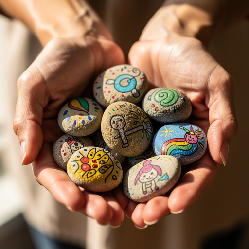 Permanent Marker Painted Rocks held in hand