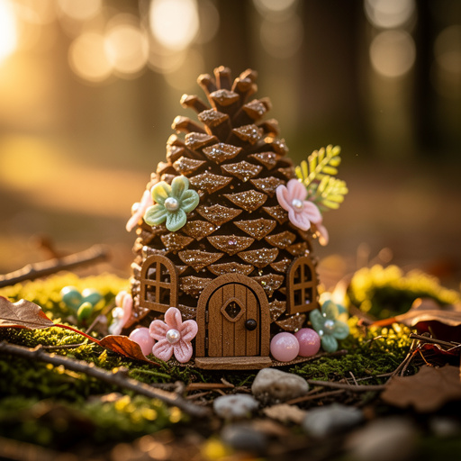 Sparkling Pinecone Fairy Homes