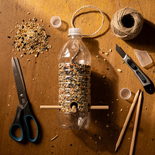 Multiple Plastic Bottle Bird Feeder crafts from above