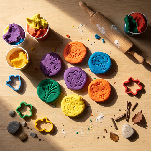 Multiple Playdough Sensory Story Stones crafts from above