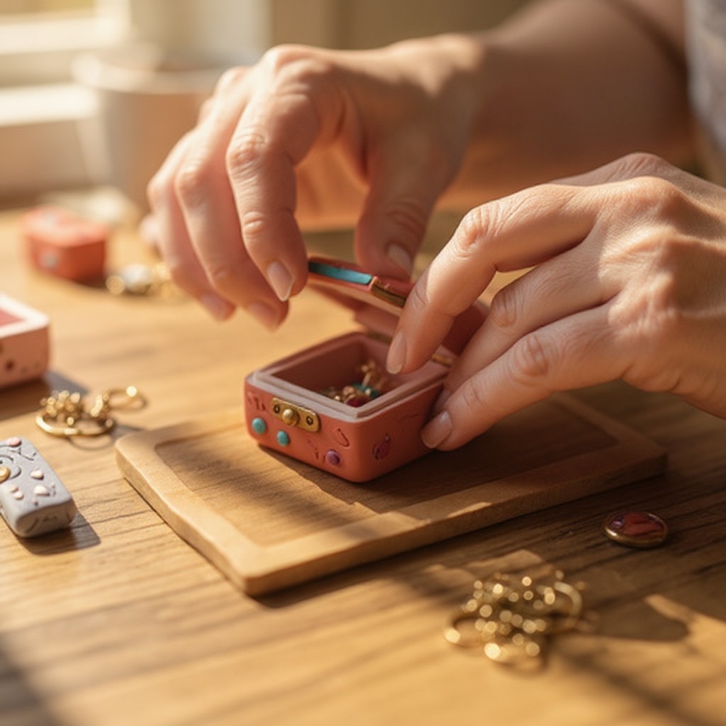 Step 6: Gently attach the clay strips to the edges of the box base, pressing them togeth