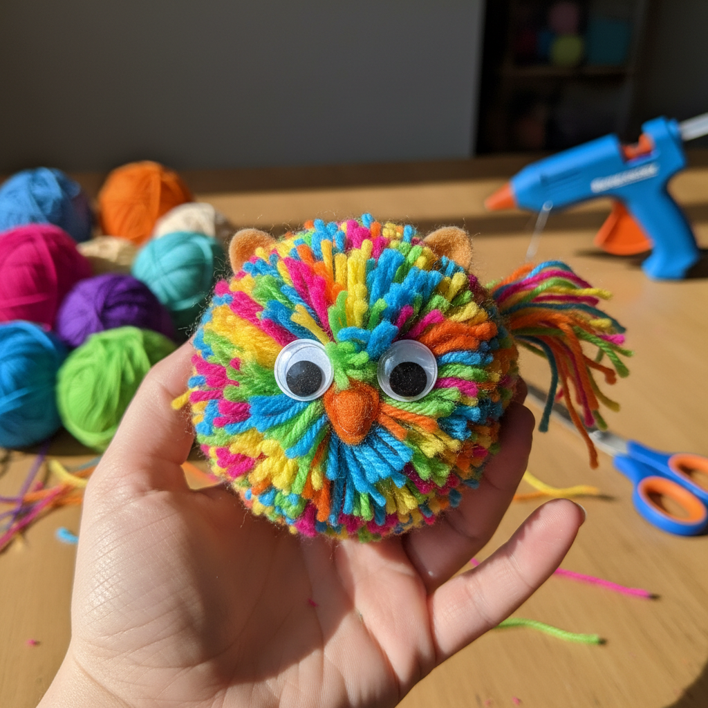 Fluffy Pom Pom Critters held in hand