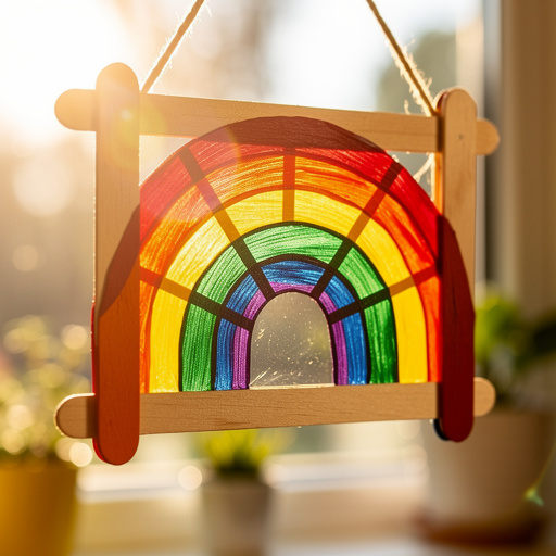 Popsicle Stick Rainbow Sun Catchers