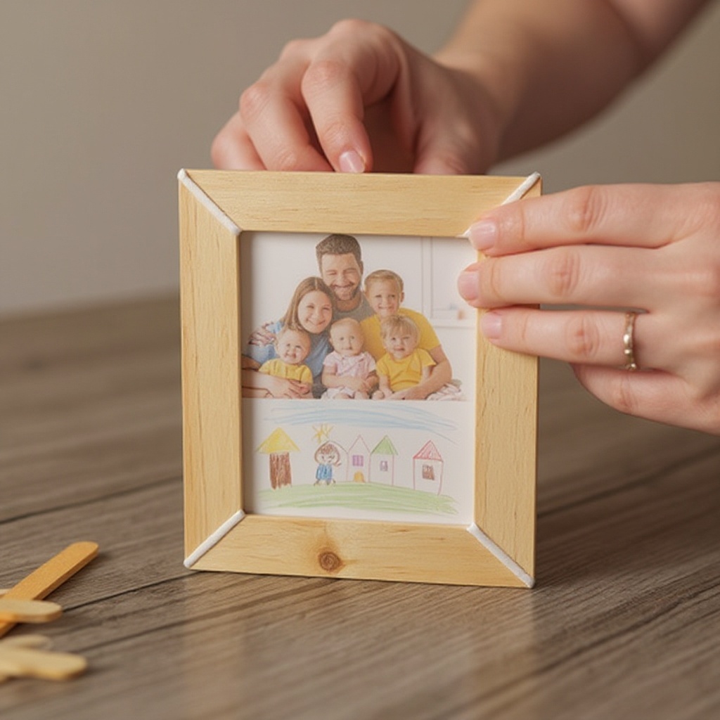 Step 3: Carefully press the glued edges together to form the frame shape, ensuring the c