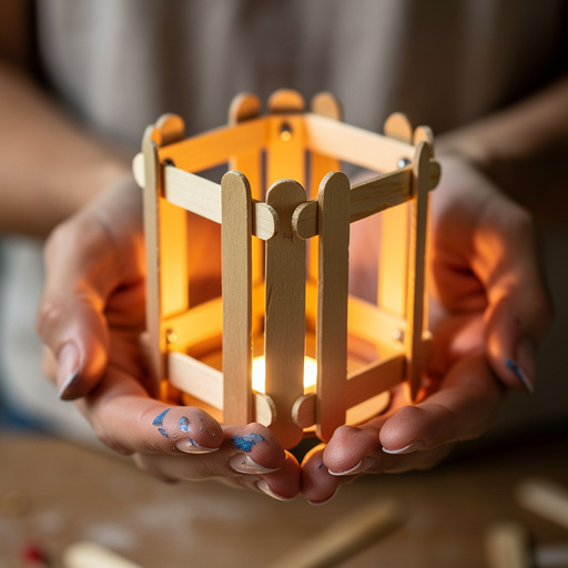 Popsicle Stick Lanterns held in hand