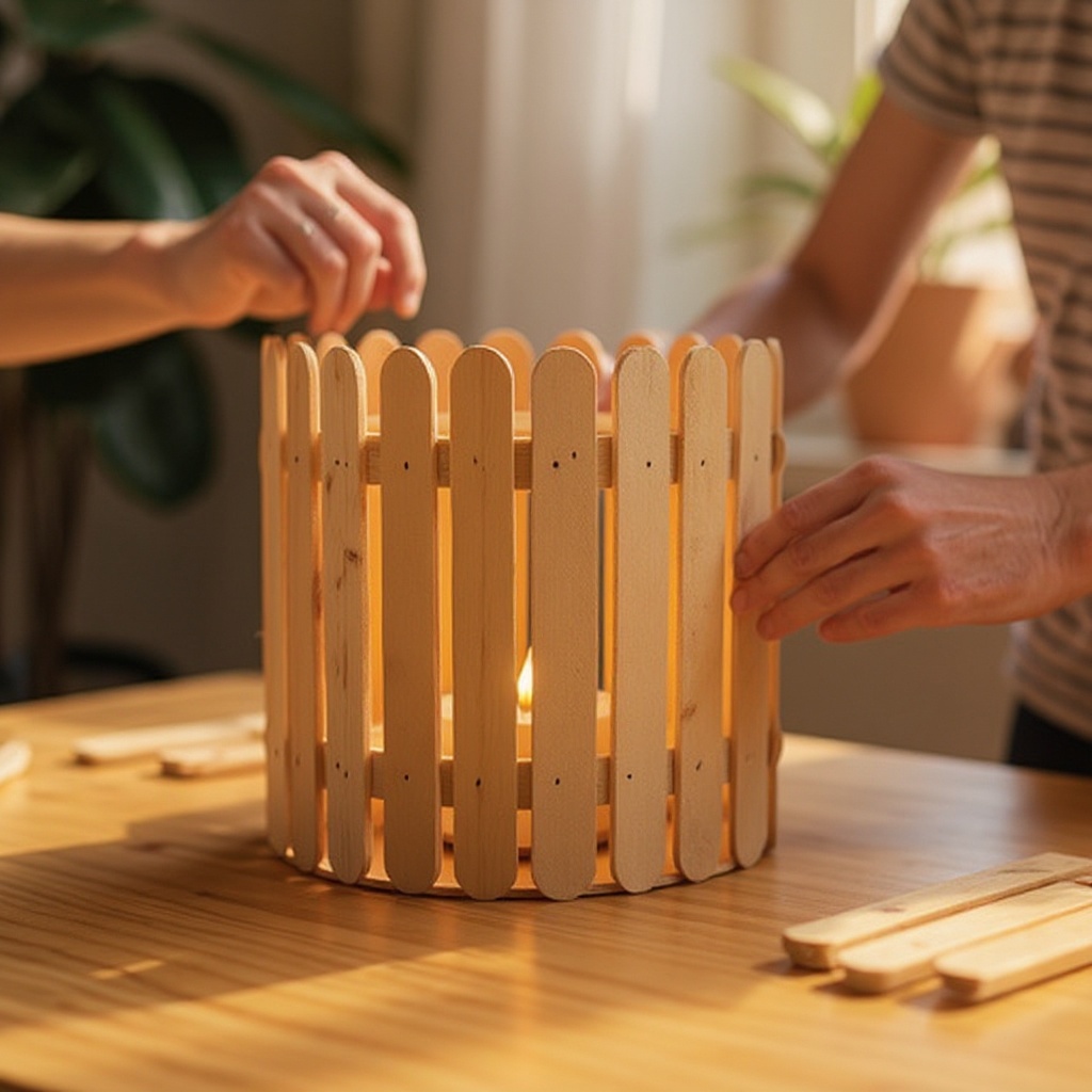 Step 5: Continue layering and alternating the direction of the popsicle sticks until you