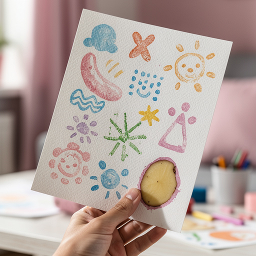 Potato Stamps for Kids held in hand