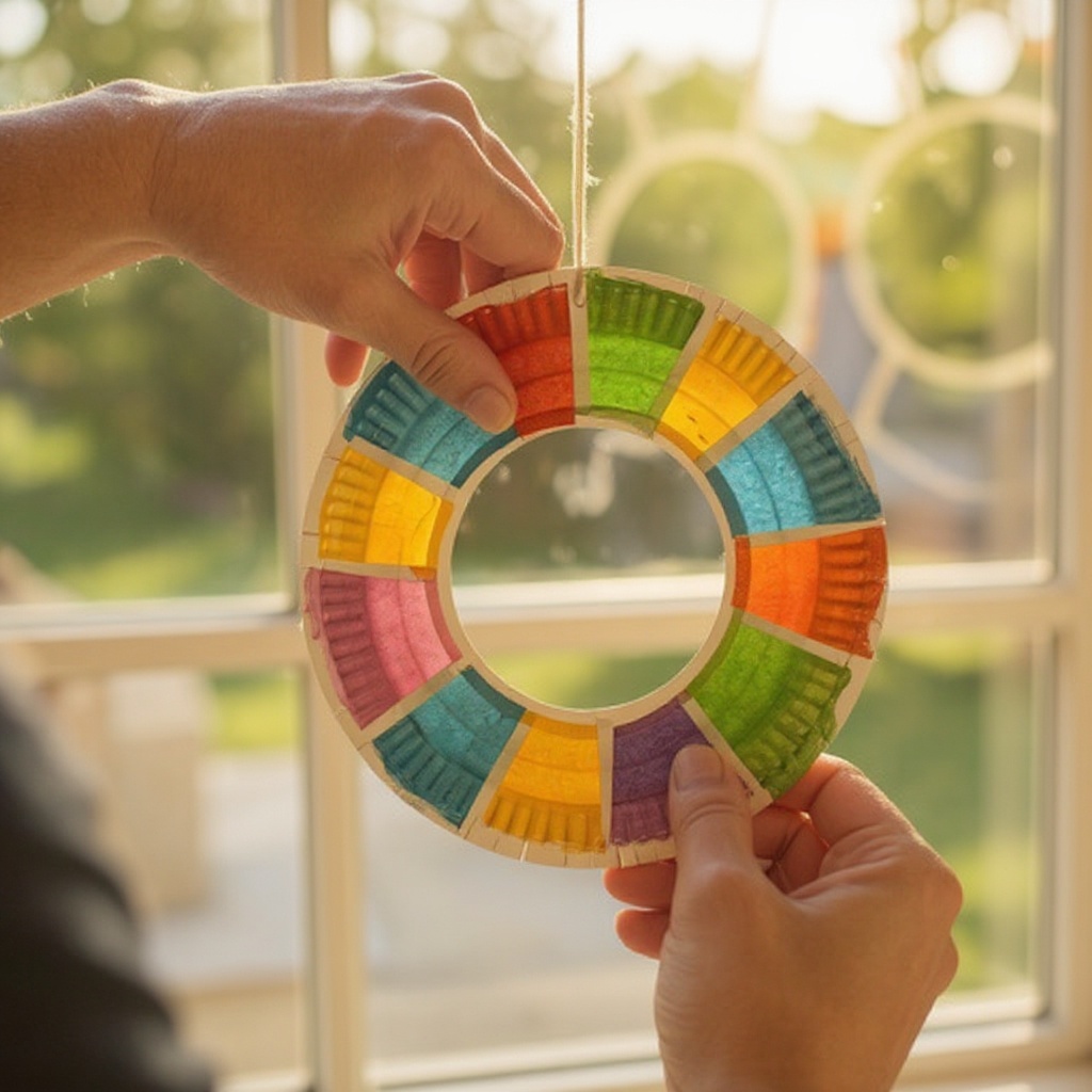 Step 2: Carefully cut out the center section of the paper plate along the inner circle l