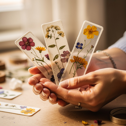 Pressed Flower Bookmarks held in hand